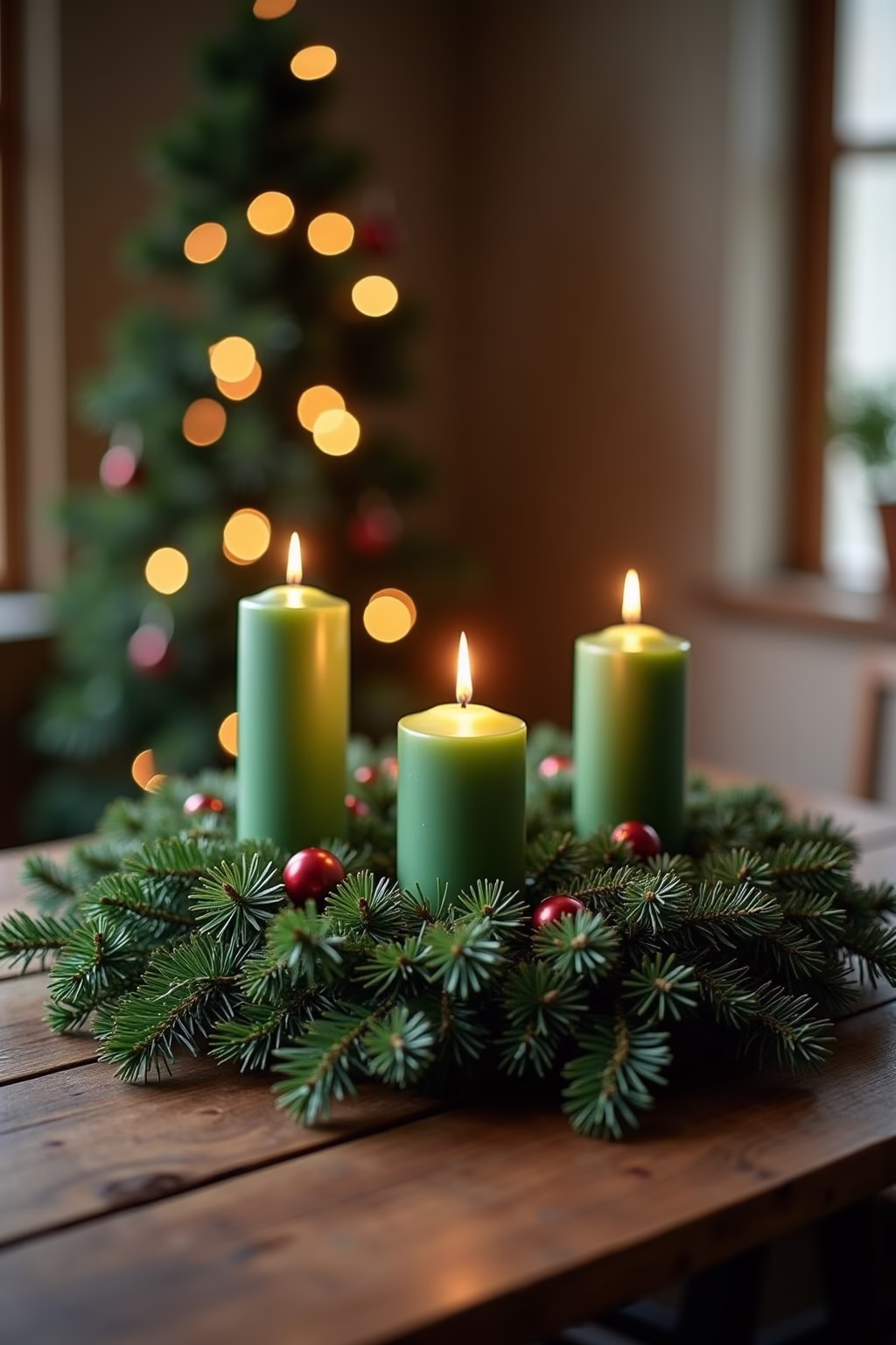 adventskranz gruene kerzen outline 1