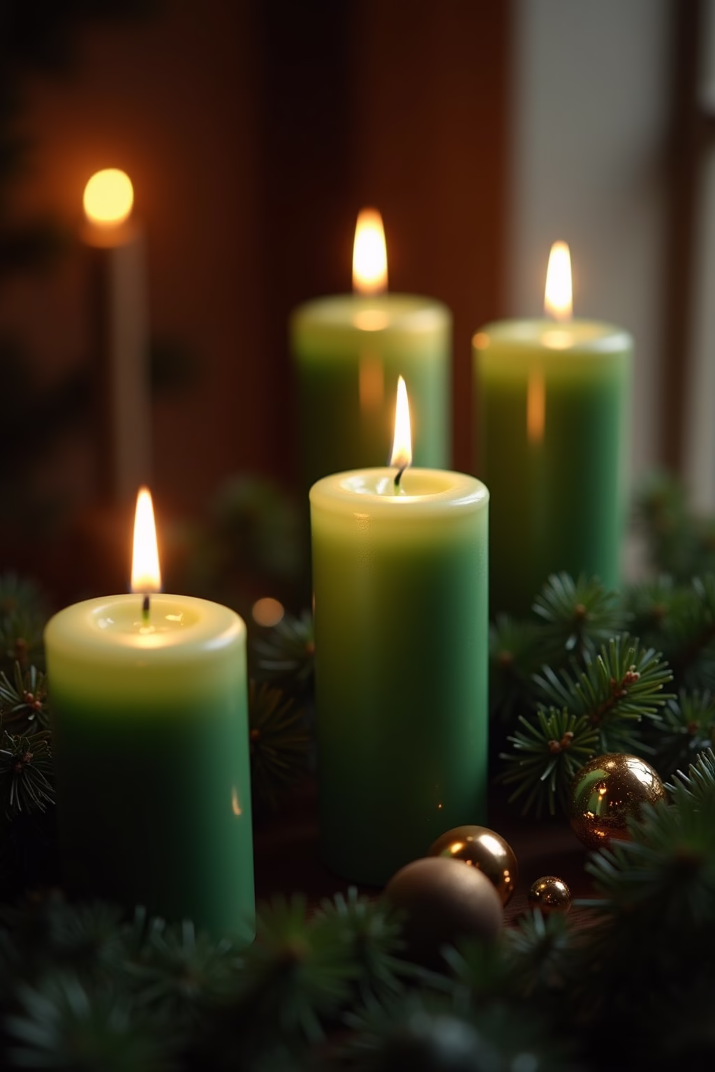 adventskranz gruene kerzen outline 2