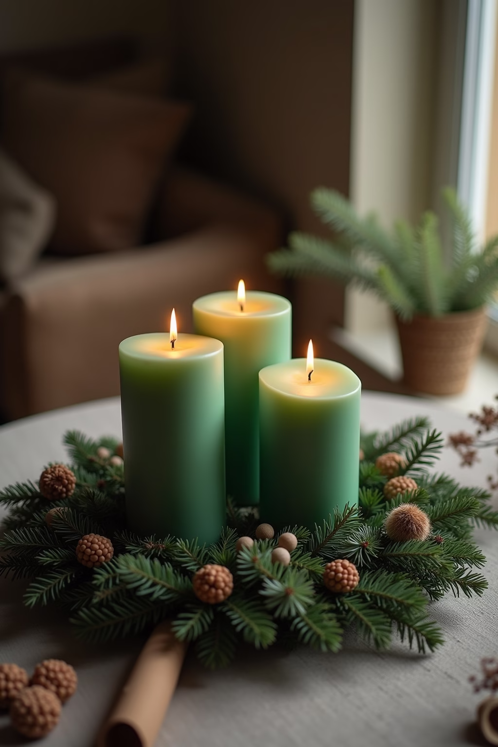 adventskranz gruene kerzen outline 7