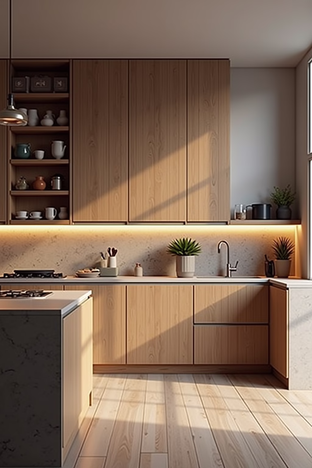 kueche holz modern outline 1