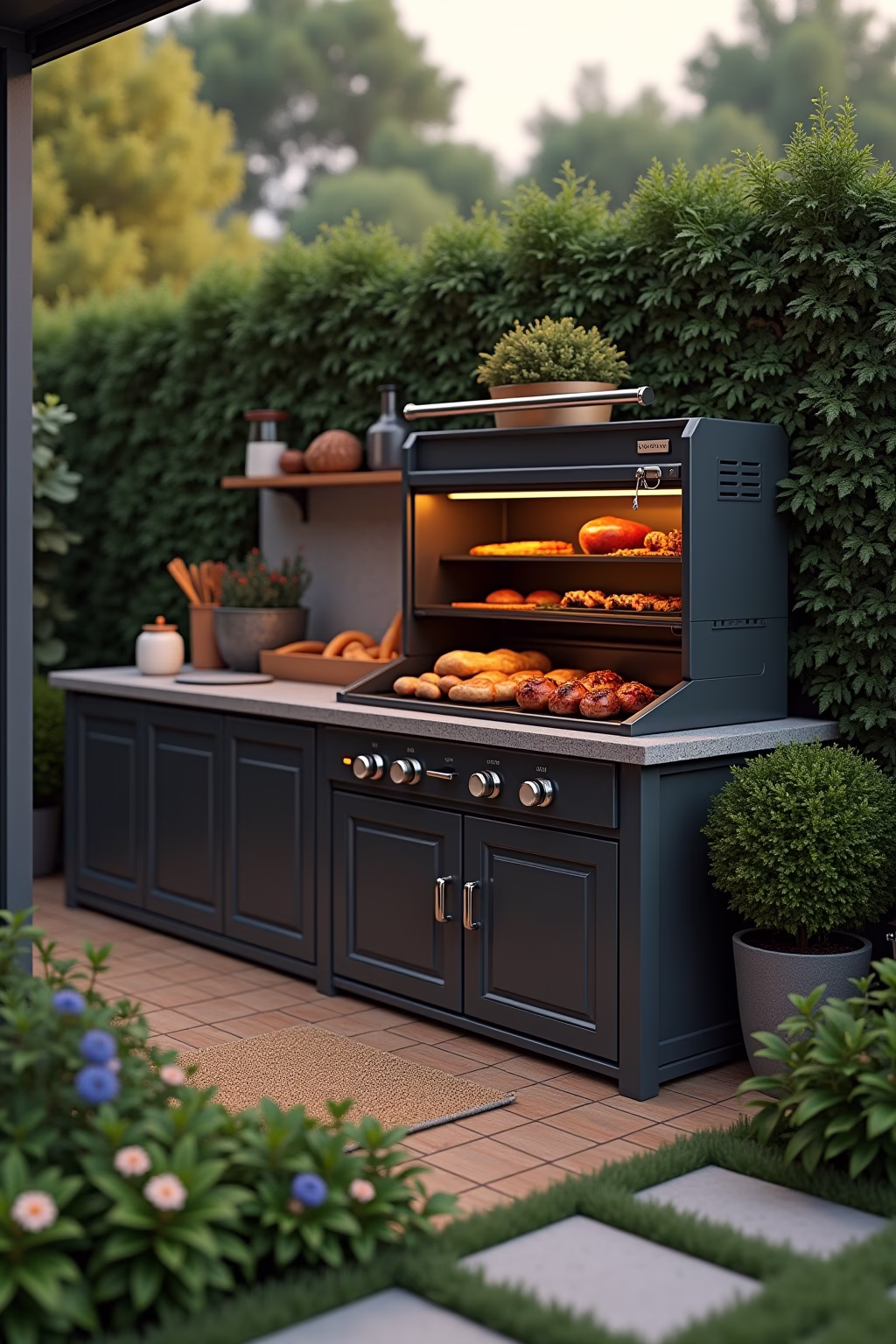 outdoor grill kueche outline 4