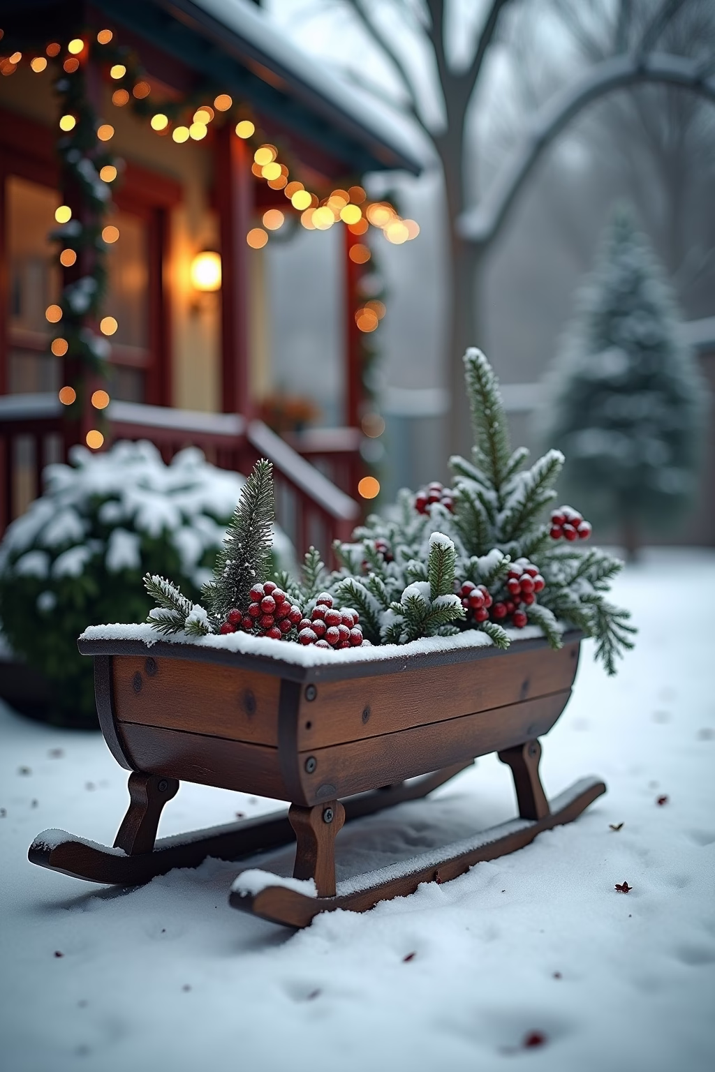 schlitten deko weihnachten draussen outline 1