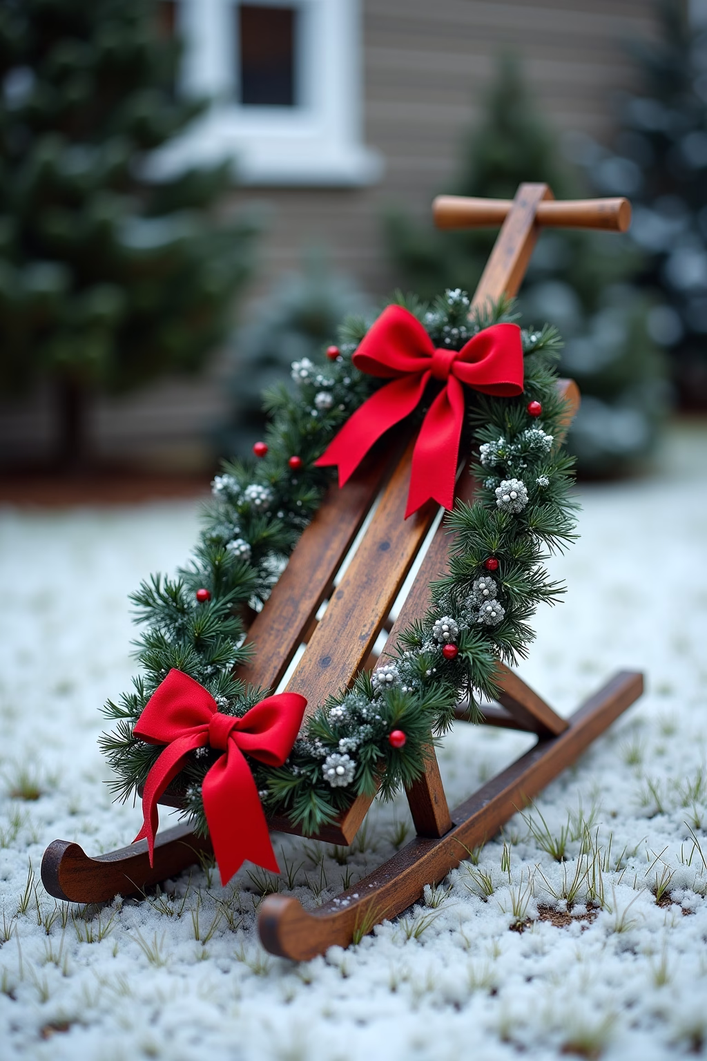 schlitten deko weihnachten draussen outline 4