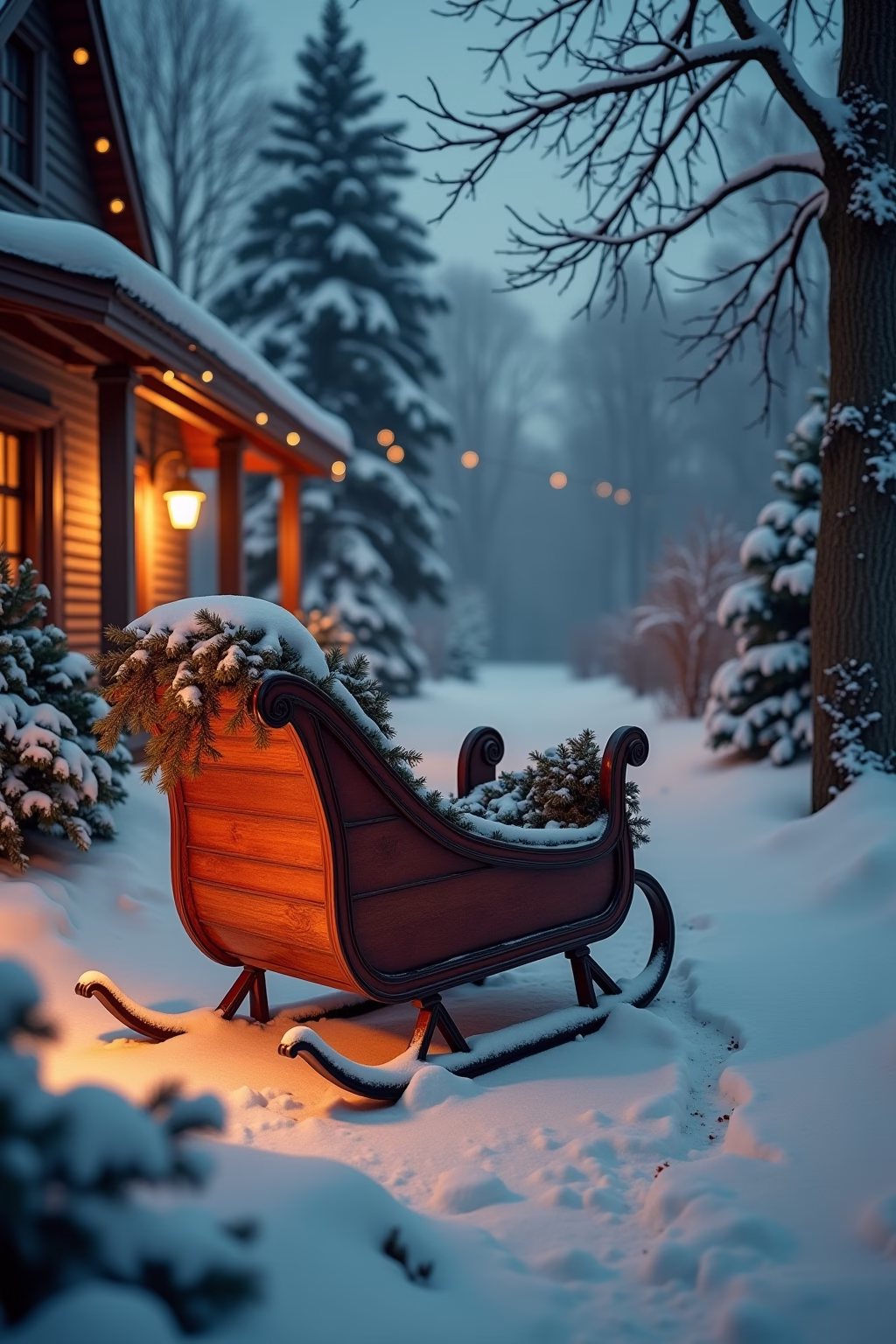 schlitten deko weihnachten draussen outline 5