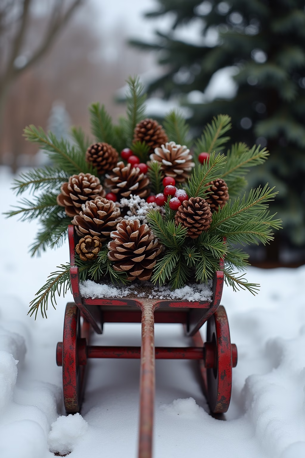 schlitten deko weihnachten draussen outline 8