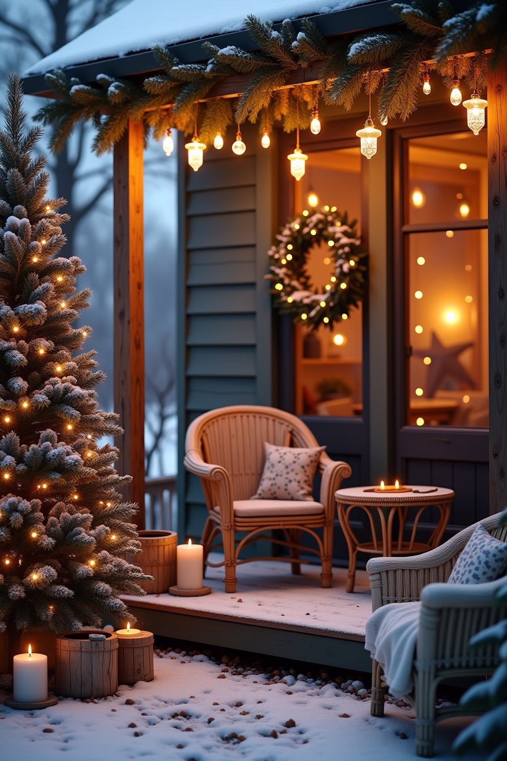 terrasse weihnachtlich dekorieren outline 6