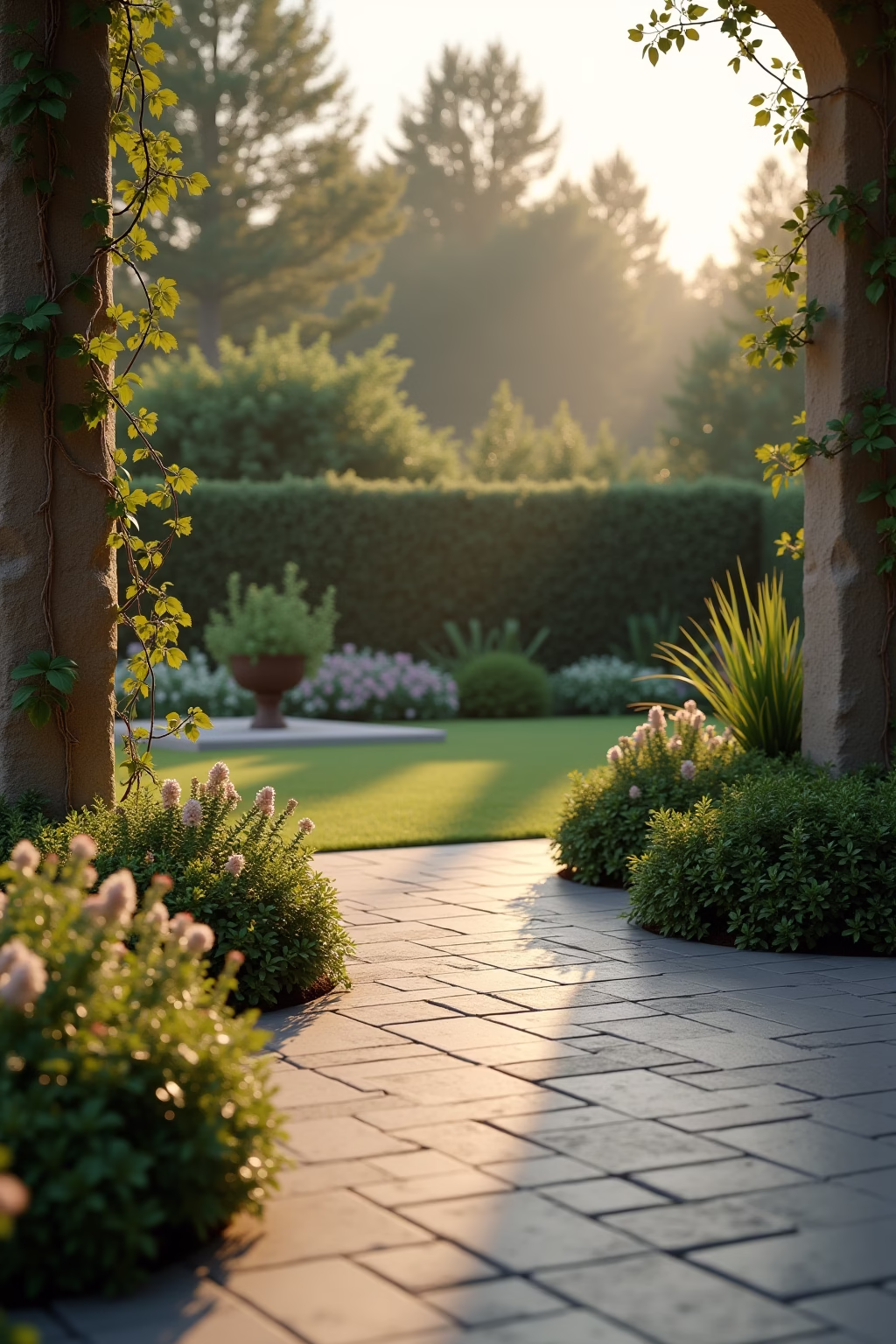 terrassenumrandung pflanzen outline 2