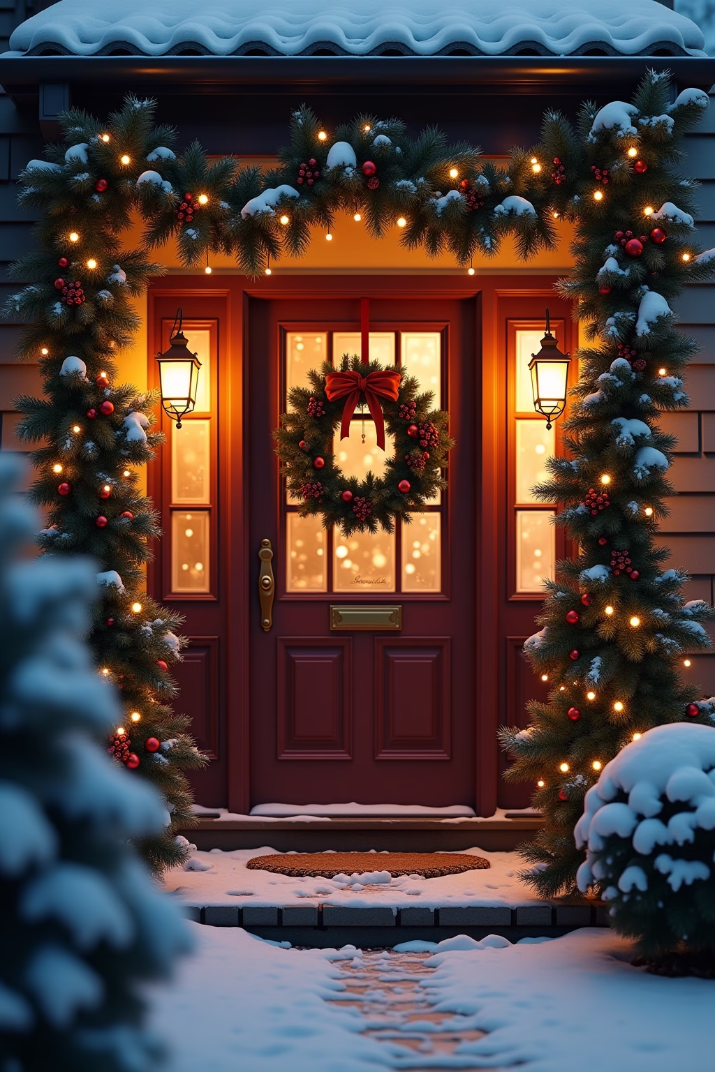 weihnachtsdeko draussen eingang outline 1