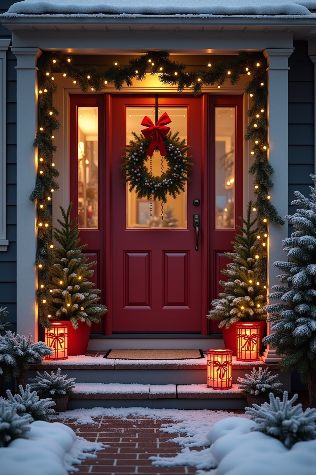 weihnachtsdeko vor der haustuer outline 4