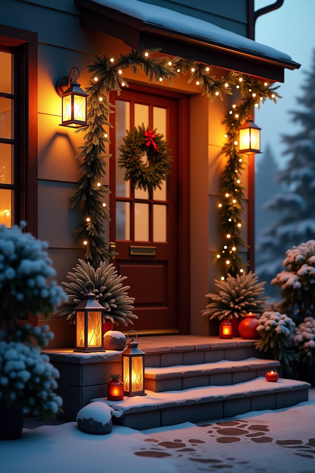 weihnachtsdeko vor der haustuer outline 5