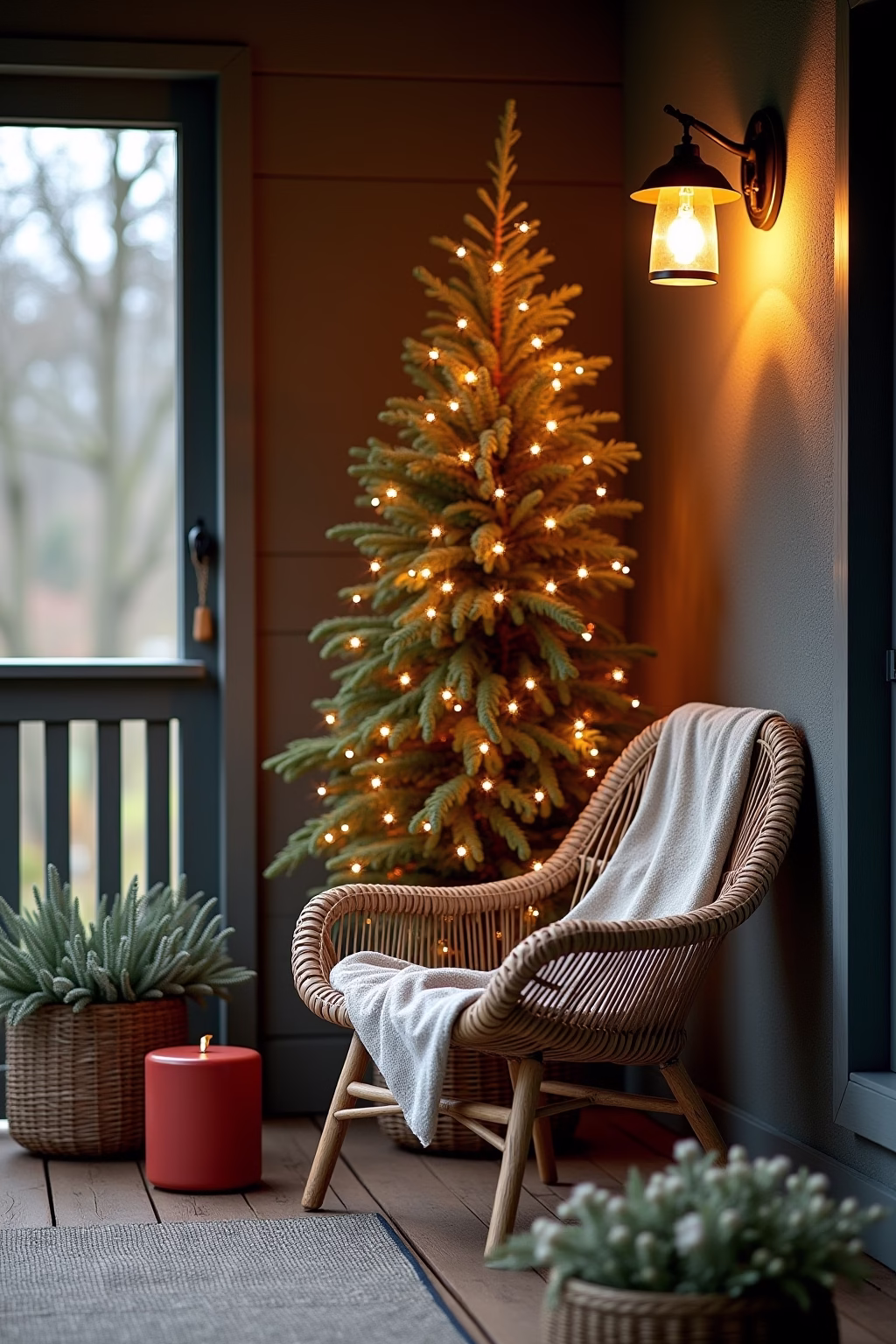 weihnachtsdeko vor der haustuer outline 6