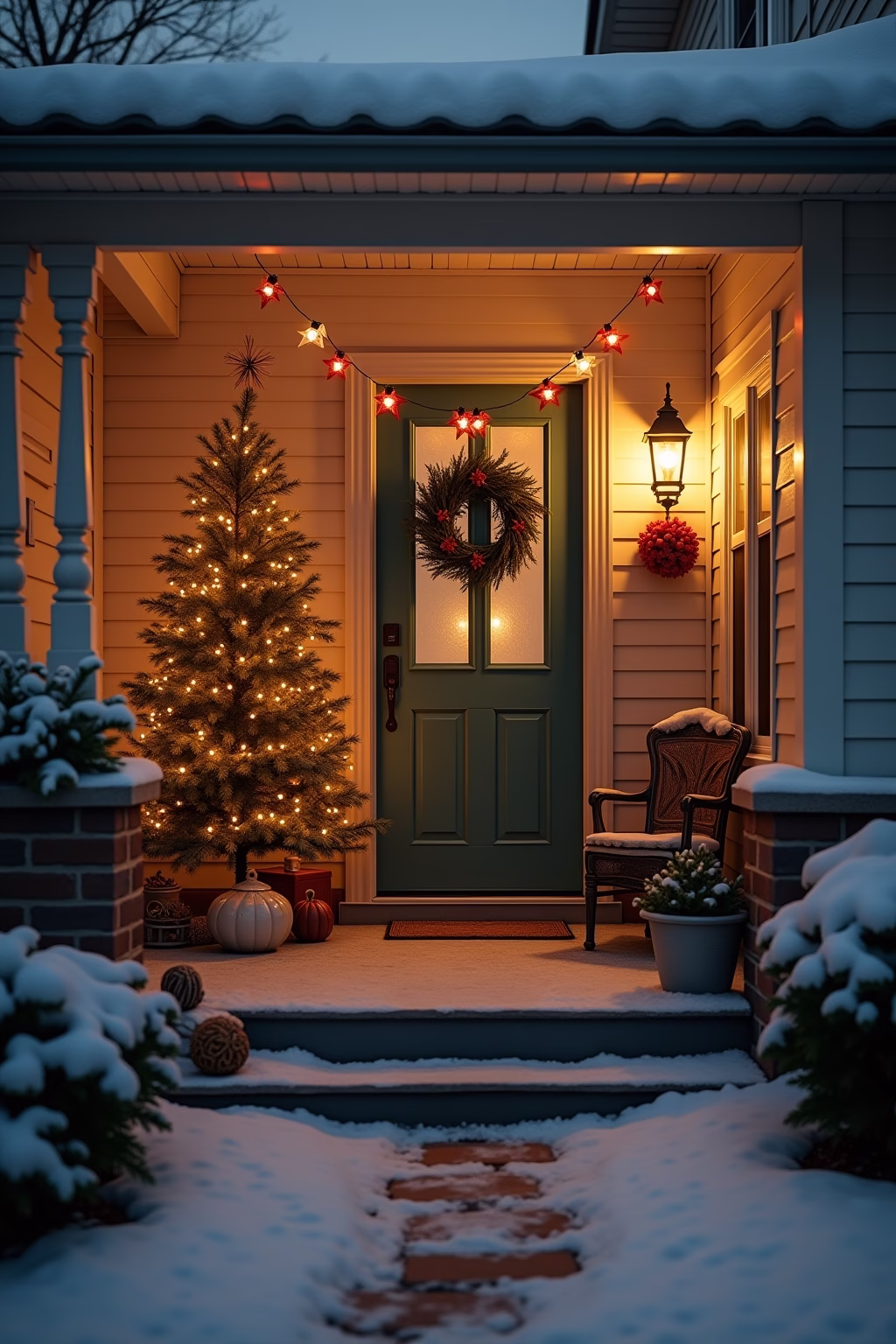 weihnachtsdeko vor der haustuer outline 7