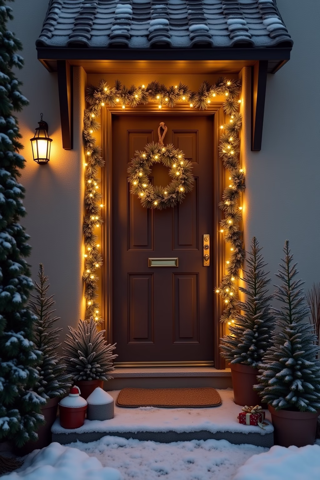 weihnachtsdeko vor der haustuer outline 8